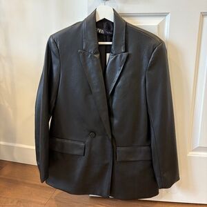 Zara Faux Leather Blazer